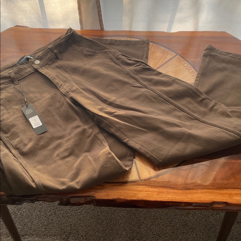 Fashion Nova Olive Wide-Leg Pants - Picture 4 of 4